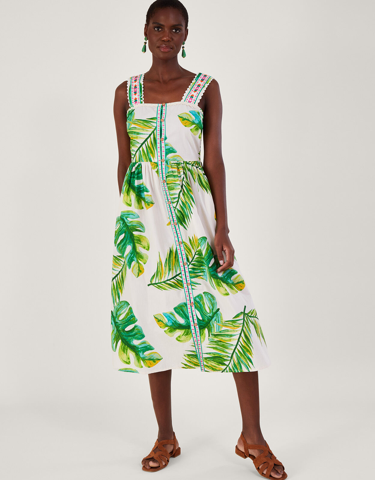 White palm print dress online