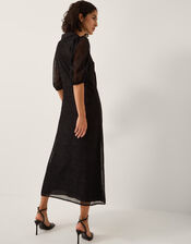 Mae Polka Dot Devor&eacute; Midi Dress, Black (BLACK), large