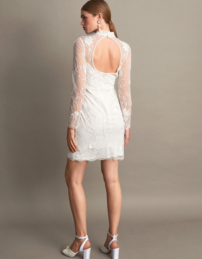 Krystyna Embroidered Short Dress, Ivory (IVORY), large