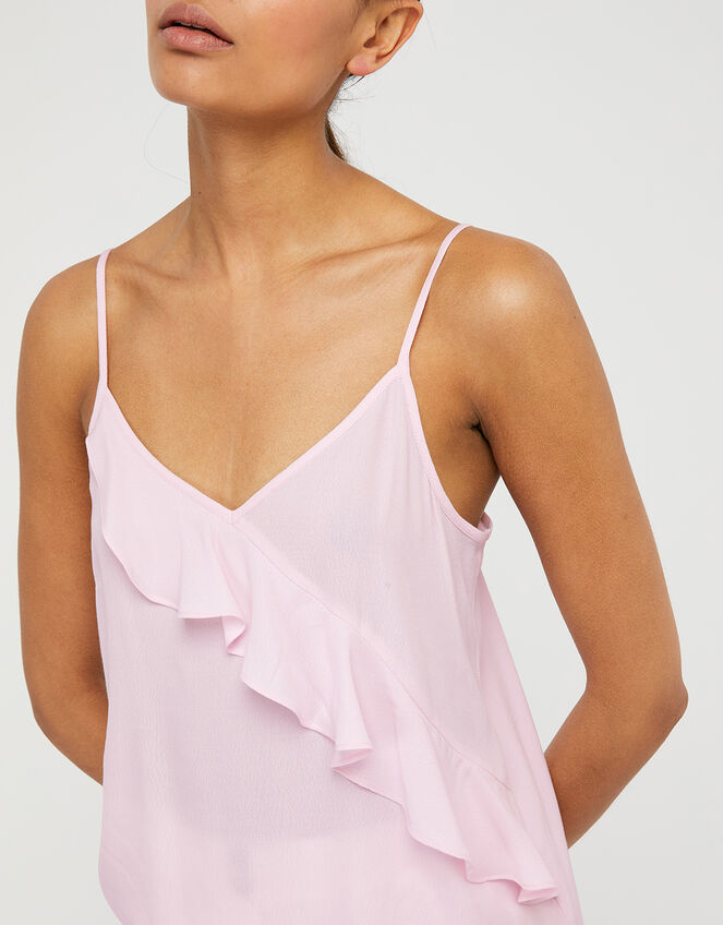 Bella Frill Cami Top in Sustainable Viscose, Pink (BLUSH), large