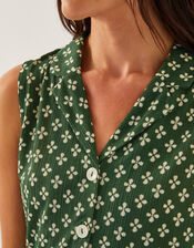 Daisey Geometric Sleeveless Top, Green (KHAKI), large