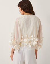 Carly Embellished Floral Cover Up, Ivory (IVORY), large