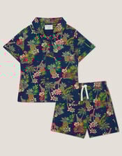 Tropical Print Shirt and Shorts Set, Multi (MULTI), large