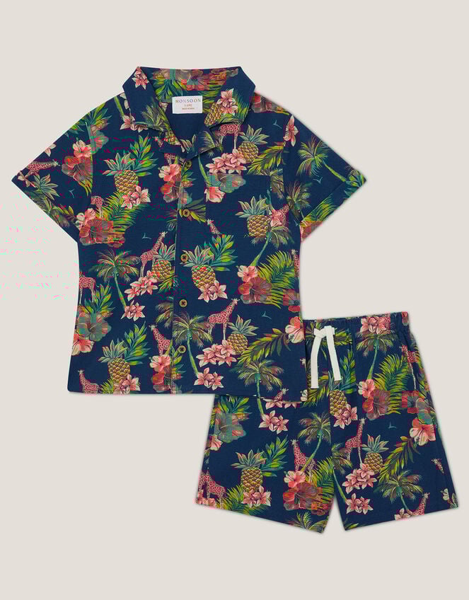 Tropical Print Shirt and Shorts Set, Multi (MULTI), large