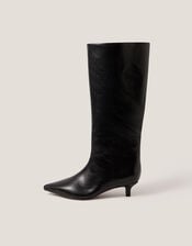 Kate Pointed Kitten Heel Boots, Black (BLACK), large