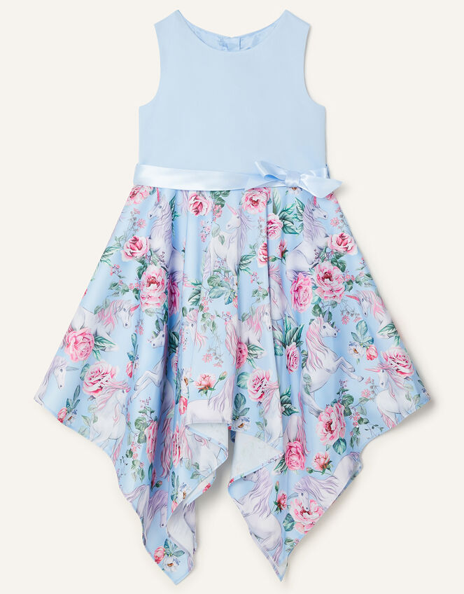 Unicorn Hanky Hem Dress, Blue (BLUE), large
