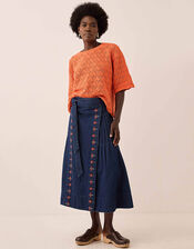 East Flora Pointelle Knit Tee, Orange (ORANGE), large