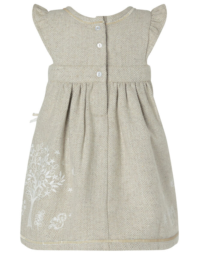Baby Tweed Embroidered Dress Brown Baby Girl Dresses Monsoon UK.