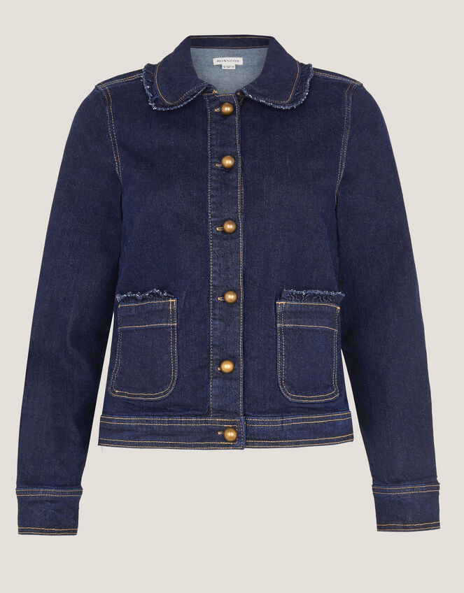 Sadie Frill Denim Jacket, Blue (INDIGO), large