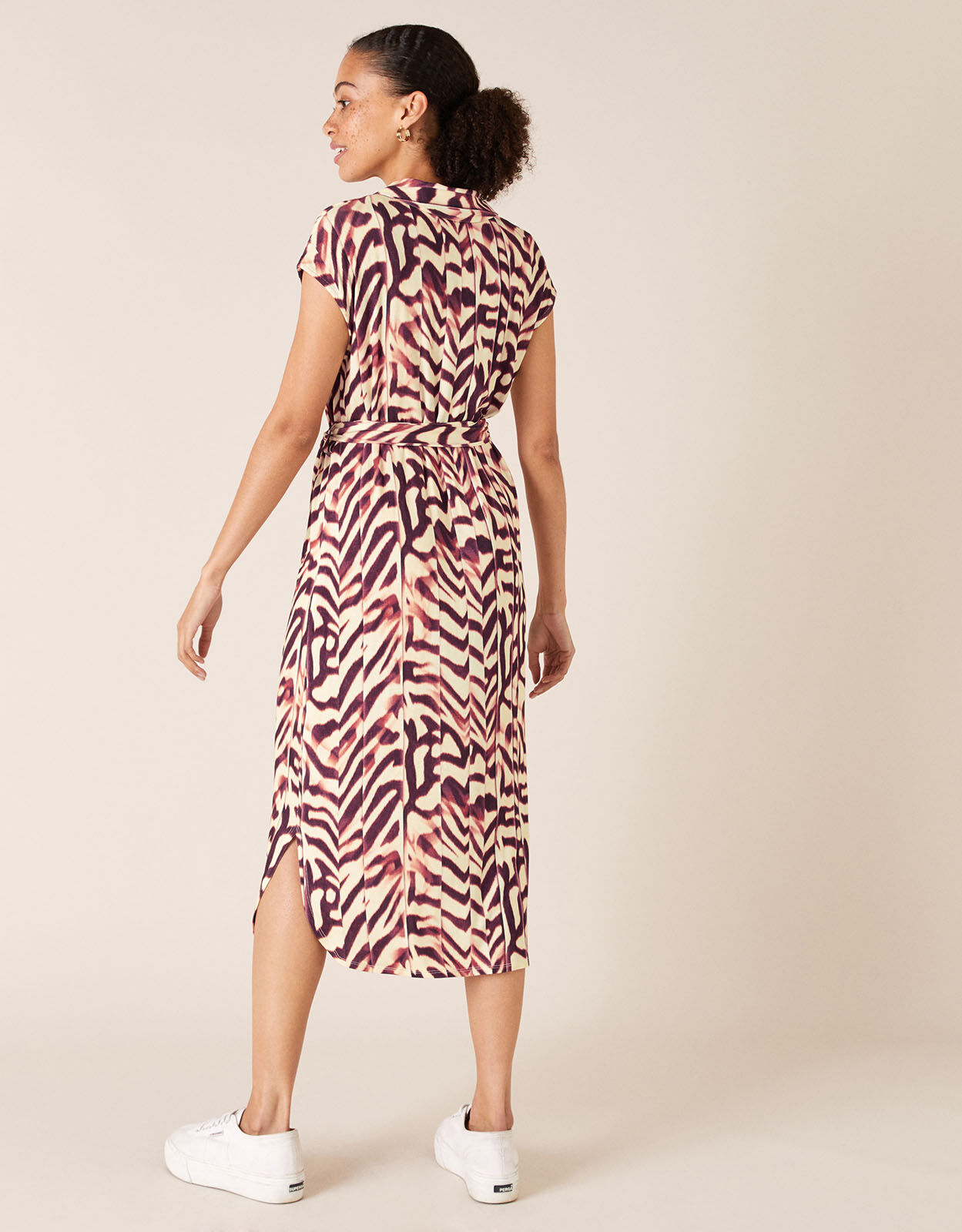 animal print shirt midi dress