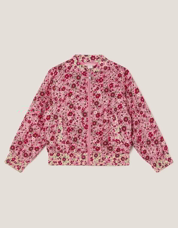 Floral Print Bomber Jacket, Pink (PINK), large