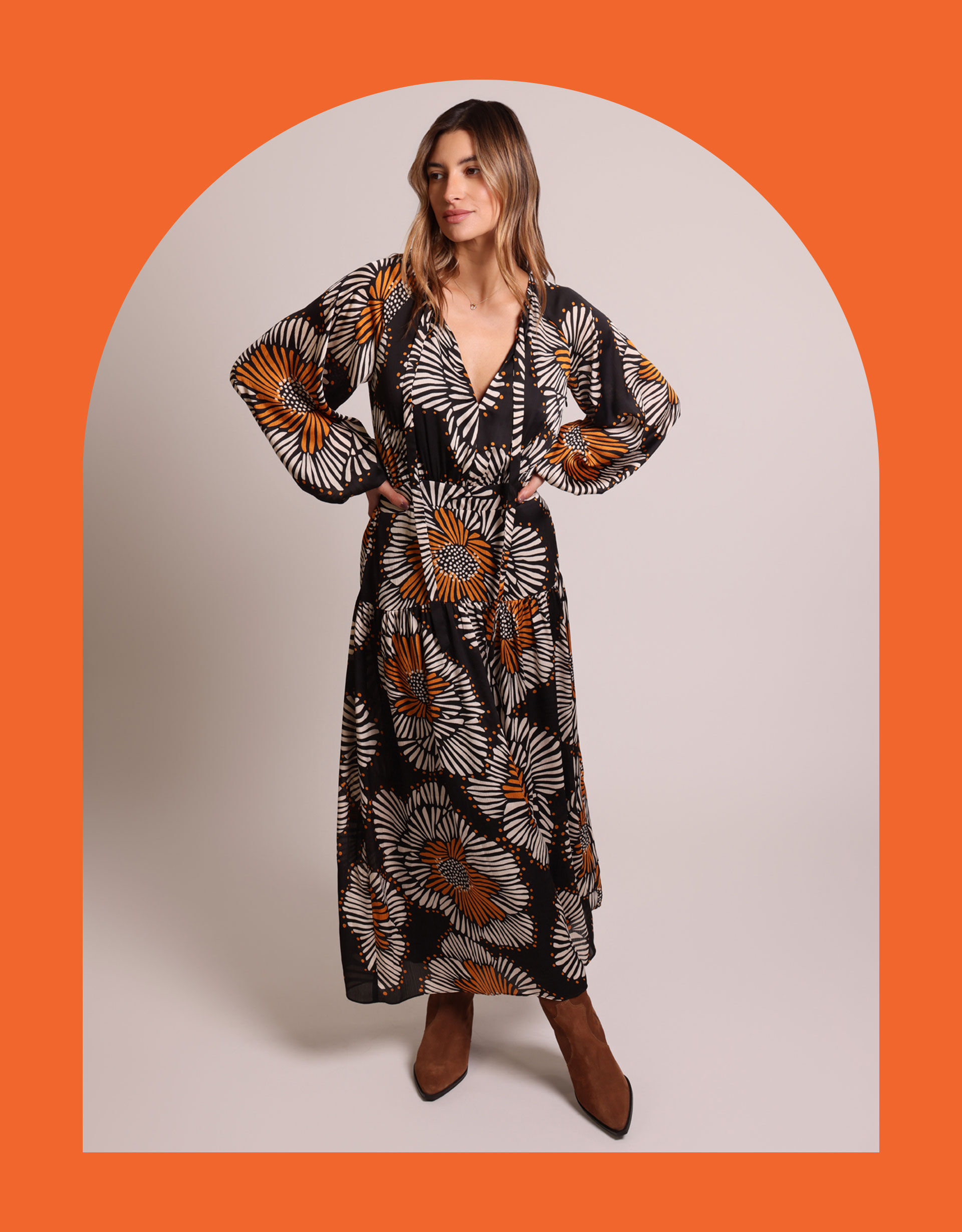 Traffic People Blame Floaty Floral Maxi Dress Black