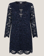 Verina Velvet Lace Mini Dress, Blue (MIDNIGHT), large