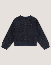 Sequin Unicorn Woven Bomber Jacket, Blue (NAVY), large