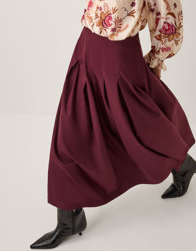 Dani Pleat Midi Skirt, Purple (AUBERGINE), large