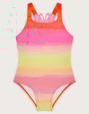 Ombré Butterfly Strap Swimsuit, Pink (PINK), large