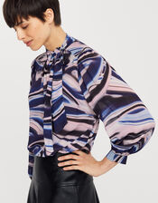 Mabel Marble Print Blouse, Blue (BLUE), large
