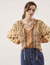 Ines Floral Print Blouse, Natural (STONE), large