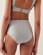 Kiki Glitter High Waist Bikini Bottom, Silver (SILVER), large