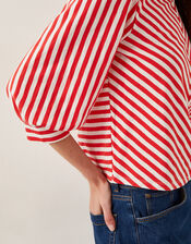 Sally Stripe Jersey Top, Red (RED), large