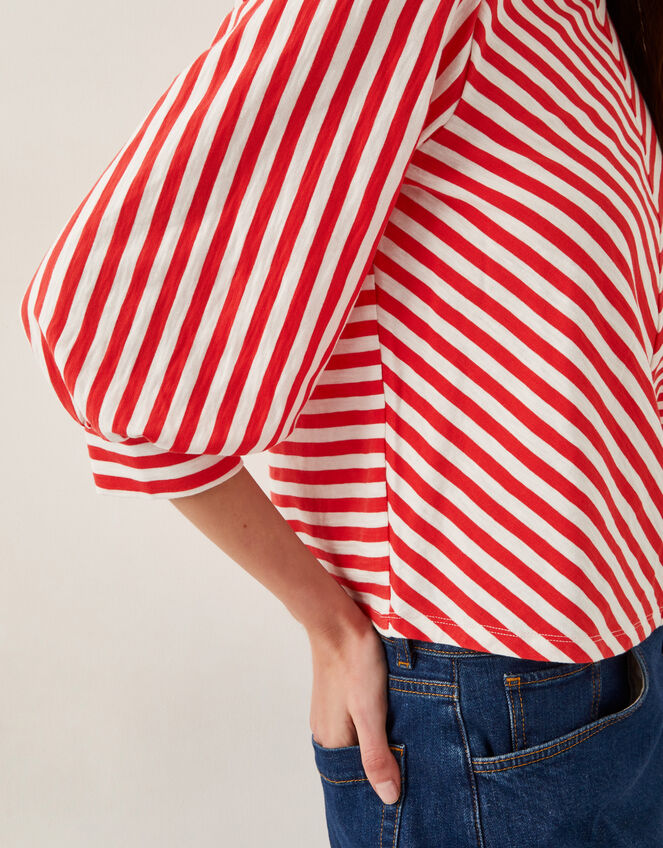 Sally Stripe Jersey Top, Red (RED), large