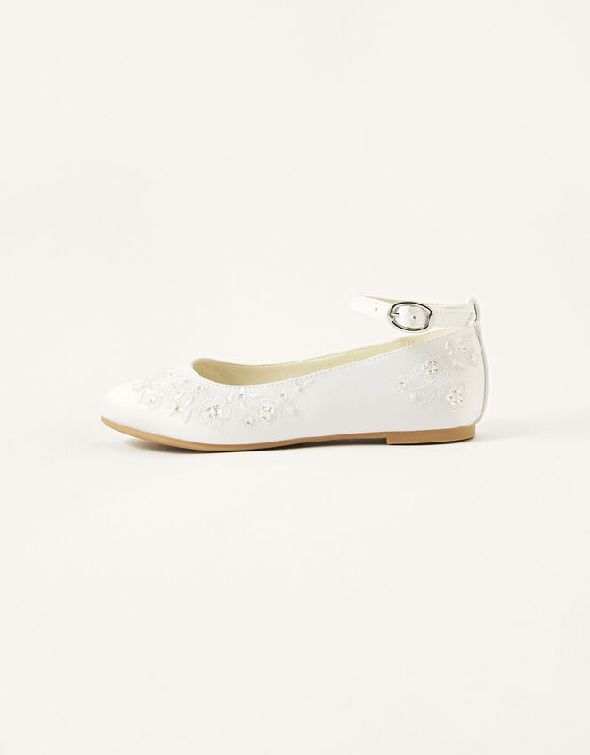Embroidered Communion Ballerina Flats, White (WHITE), large