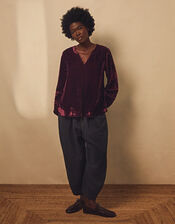 East Karin Velvet Top, Red (WINE), large