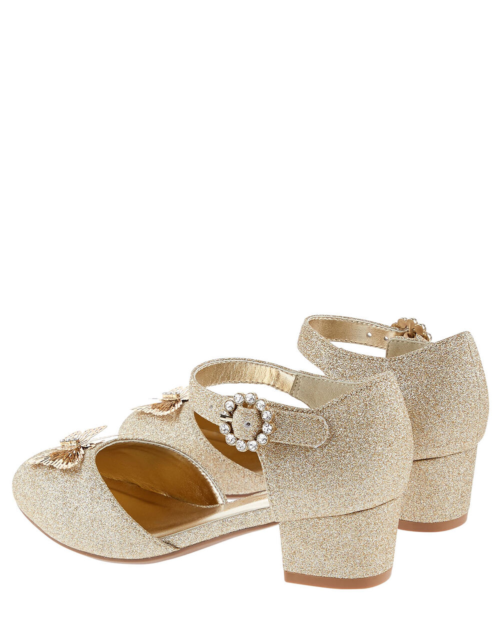 rose gold heels with butterfly