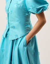 Odette Floral Appliqu&eacute; Fit & Flare Midi Dress, Blue (PALE BLUE), large