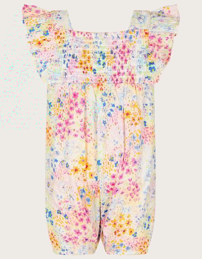 Baby Floral Print Broderie Romper , Multi (MULTI), large
