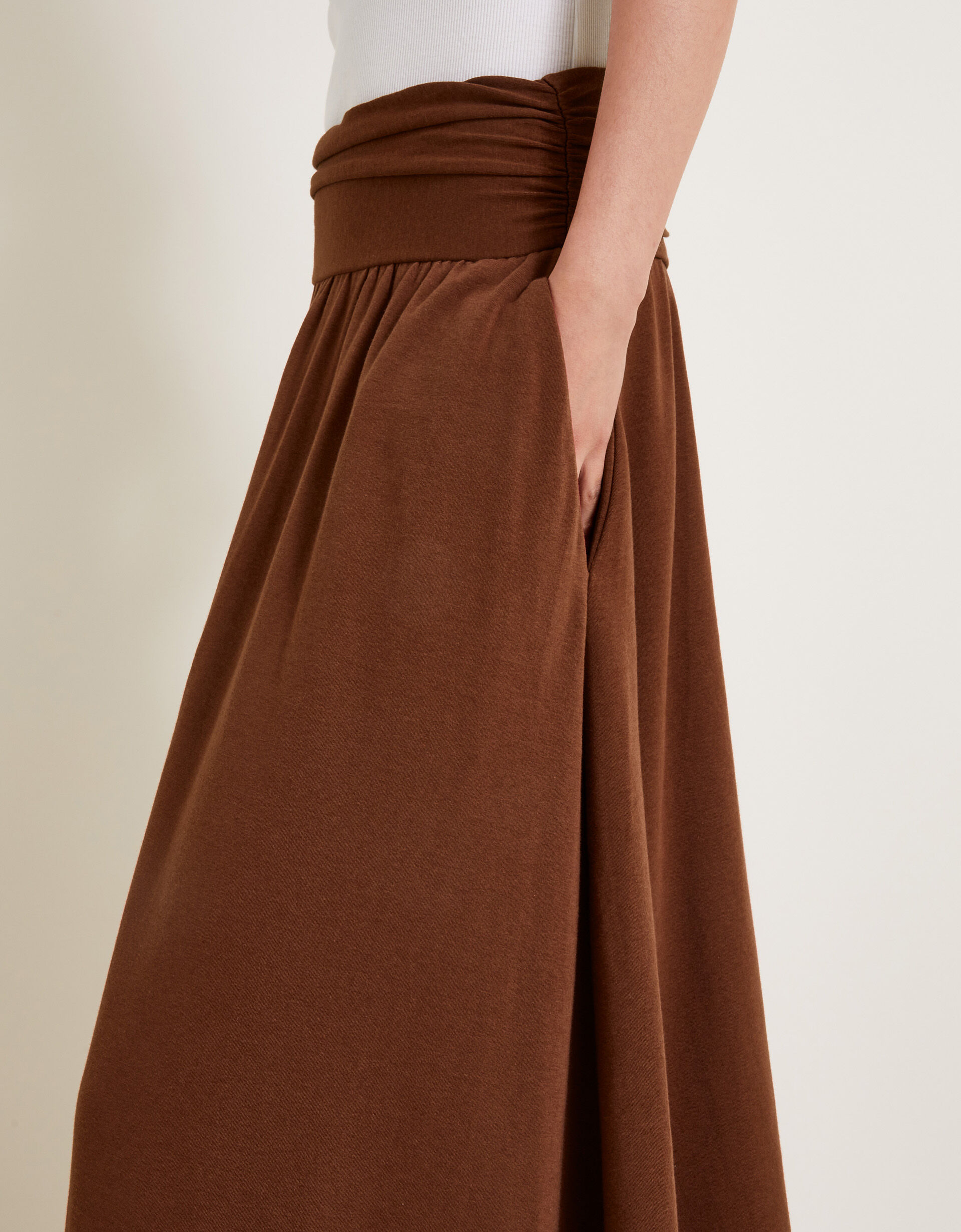 Jourdana Jersey Midi Skirt Brown Skirts Monsoon UK