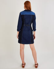 Patched Denim Dress, Blue (INDIGO), large