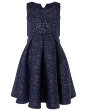 Foil Print Scuba Dress, Blue (NAVY), large