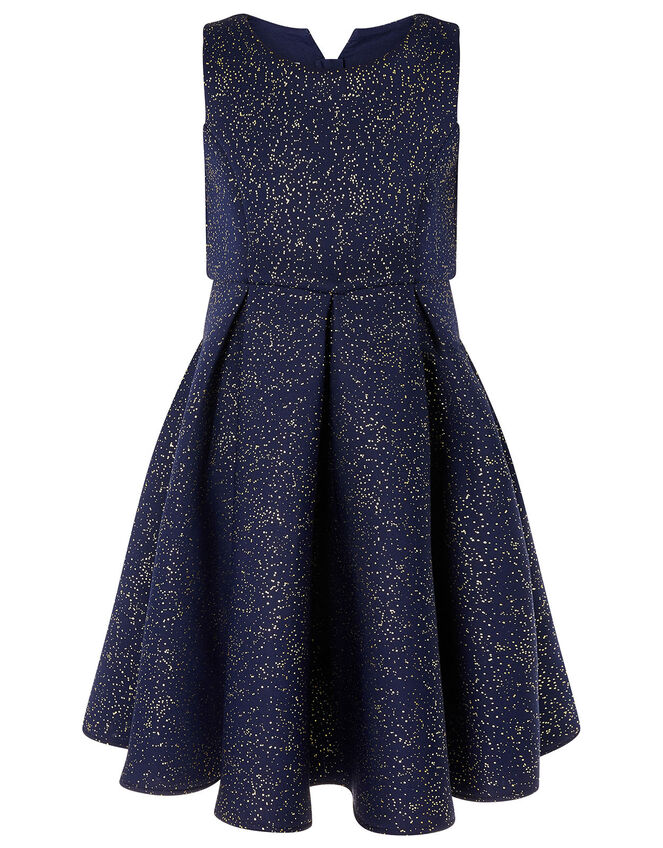 Foil Print Scuba Dress, Blue (NAVY), large