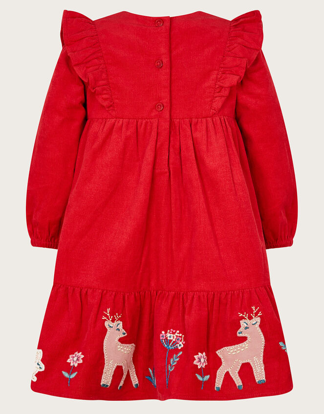 Baby Cord Floral Woodland, Red (RED), large