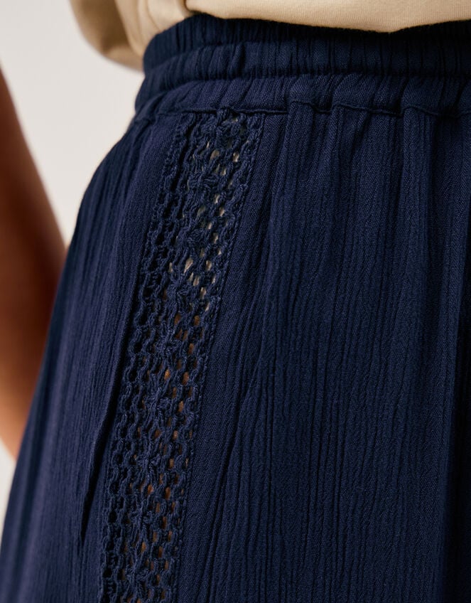 Teri Drawstring Culotte Trousers, Blue (NAVY), large