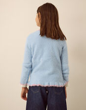 Embellished Butterfly Fluffy Jumper, Blue (BLUE), large