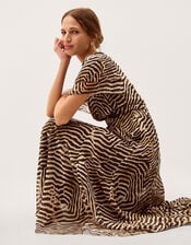 Annie Animal Print Midi Dress, Brown (BROWN), large