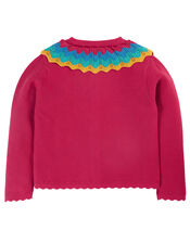 Frugi Scallop Collar Knit Cardigan, Pink (PINK), large