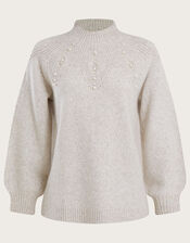 Pearl Stitch Jumper with Recycled Polyester, Ivory (IVORY), large