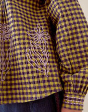 East Dilly Gingham Cotton Blouse, Multi (MULTI), large