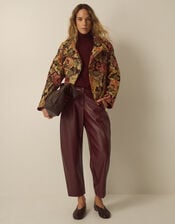 Jessie Funnel Neck Floral Jacquard Jacket, Black (BLACK), large