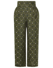 Marnie Printed Culottes in Pure Linen, Green (KHAKI), large