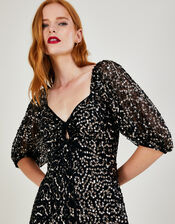 Keely Sequin Midi Dress, Black (BLACK), large