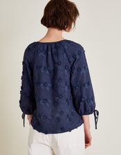 Ivy Floral Embroidered Blouse, Blue (NAVY), large