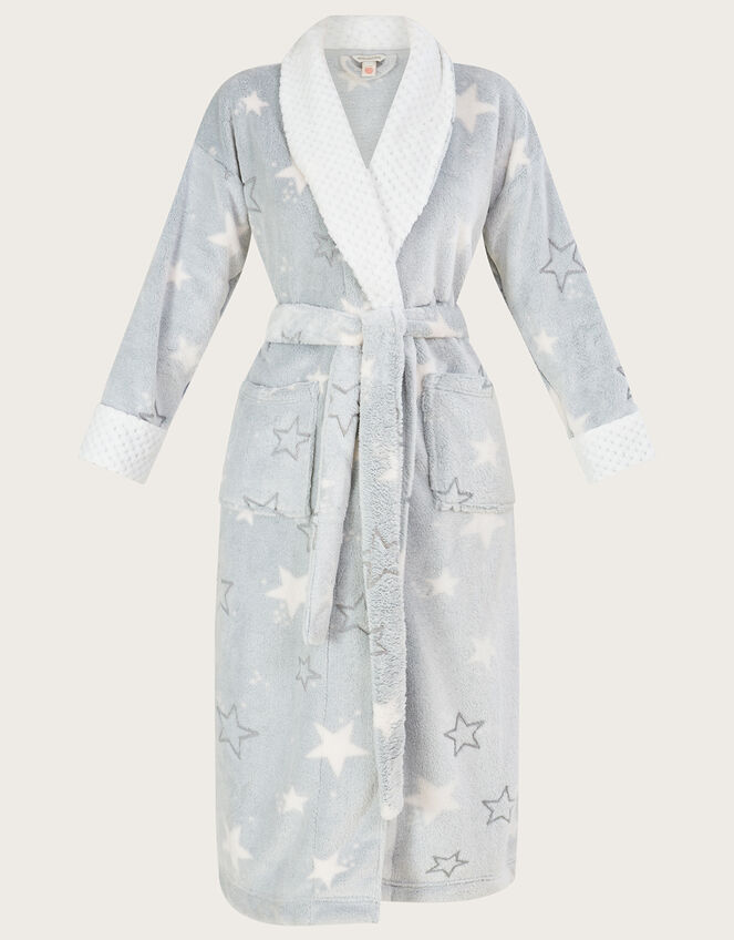Star Print Dressing Gown Grey Robes And Dressing Gowns Monsoon UK.