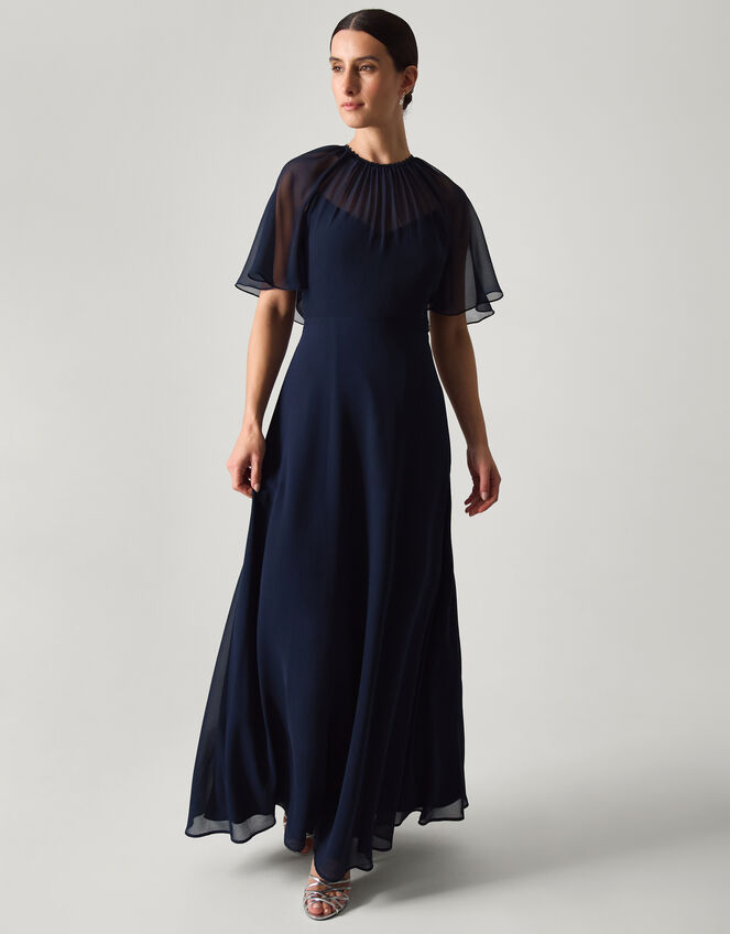 Mona Angel Sleeve Maxi Dress Blue