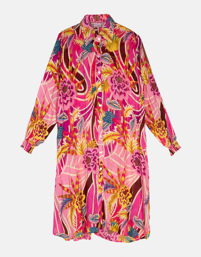 Piti Cuiti Floral Print Shirt Dress, Pink (PINK), large