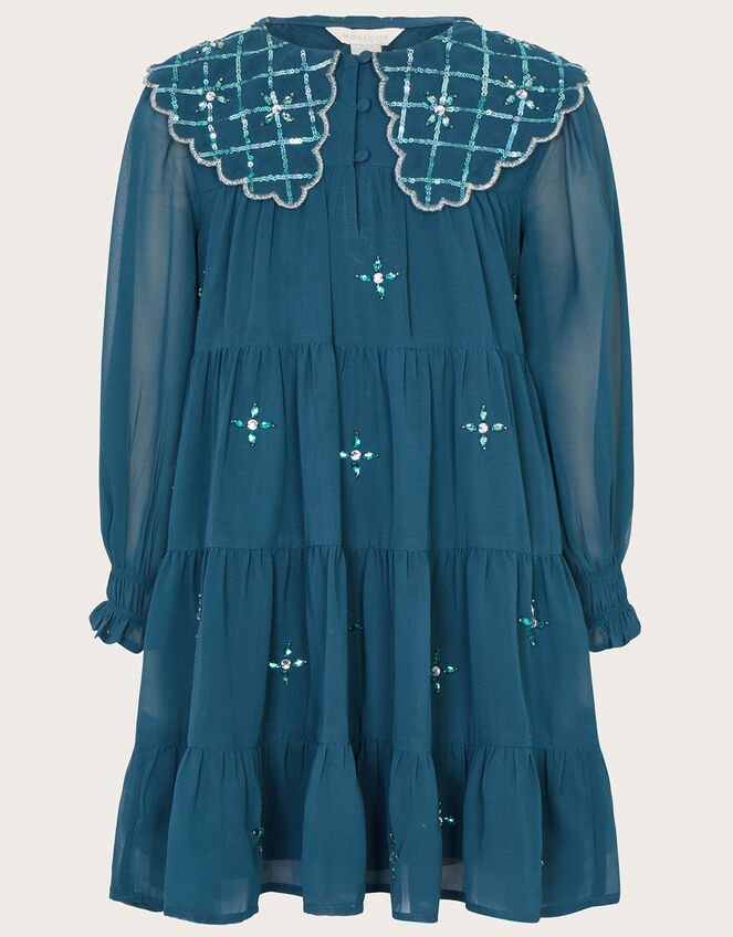 Embellished Collar Dress, Teal (TEAL), large