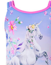 Phoebe Unicorn Print Swimsuit, Purple (LILAC), large